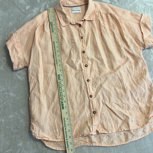 J Crew Top Womens Large Peach Baird Mcnutt Irish Linen Relaxed Coastal Preppy - Picture 7 of 11